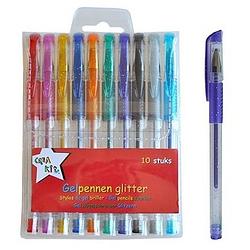 Foto van Gekleurde gelpennen met glitter 10 stuks - gelpennen
