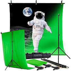 Foto van Pixetool - green screen doek 260 x 150cm met achtergrondsysteem 2,6 x 1,5m - achtergronddoek