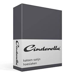Foto van Cinderella katoen-satijn hoeslaken - 100% katoen-satijn - lits-jumeaux (160x220 cm) - anthracite