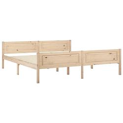 Foto van The living store bed the living store - houten bedframe 206 x 186 x 63 cm - massief grenenhout en multiplex - matras