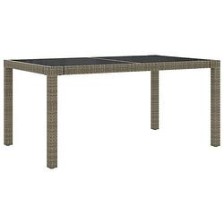 Foto van Vidaxl tuintafel 150x90x75 cm gehard glas en poly rattan grijs