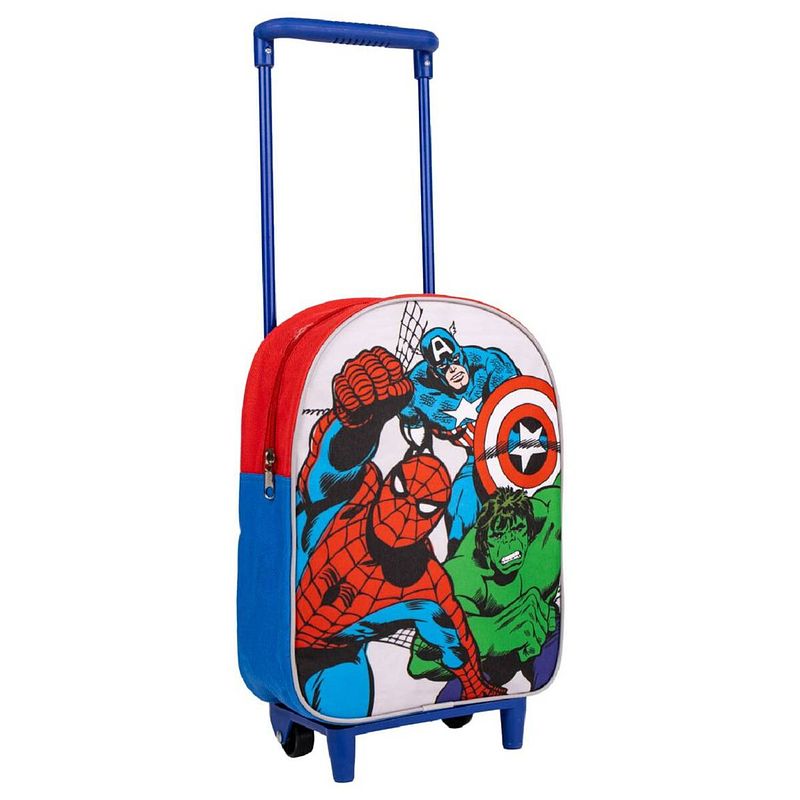 Foto van Schoolrugzak met wielen the avengers blauw rood