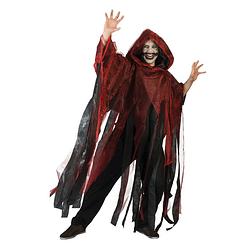 Foto van Funny fashion halloween verkleed cape/gewaad met kap - spook/geest - rood - voor volwassenen - carnavalskostuums