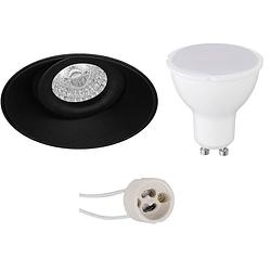 Foto van Led spot set - aigi - pragmi nivas pro - gu10 fitting - inbouw rond - mat zwart - 8w - helder/koud wit 6400k - trimless