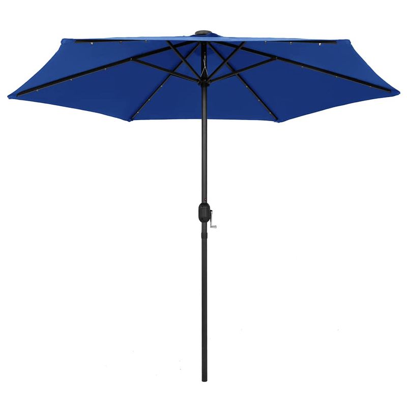 Foto van The living store parasol easy shade - 270x236 cm - azuurblauw - uv-beschermend polyester - aluminium paal - 18