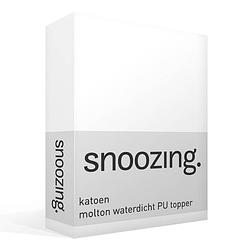 Foto van Snoozing - katoen - waterdicht pu - topper - molton - hoeslaken - 100x200 cm - wit