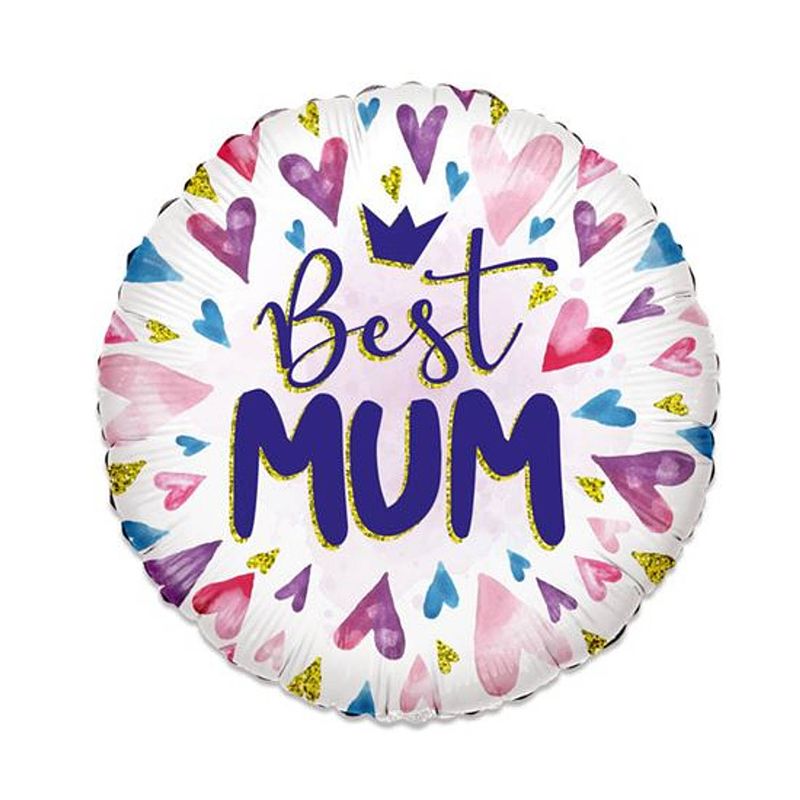 Foto van Witbaard folieballon eco best mum 46 cm wit/blauw