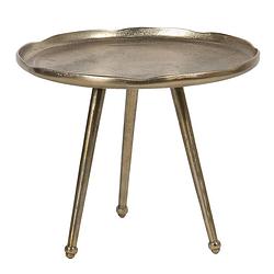 Foto van Clayre & eef bijzettafel ø 69*52 cm goudkleurig aluminium rond side table tafeltje goudkleurig side table tafeltje