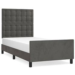 Foto van The living store bedframe donkergrijs - 203 x 93 x 118/128 cm - verstelbaar hoofdeinde - multiplex lattenbodem -