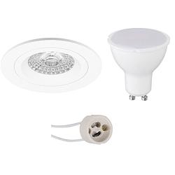 Foto van Led spot set - pragmi rodos pro - gu10 fitting - dimbaar - inbouw rond - mat wit - 6w - natuurlijk wit 4200k - ø93mm