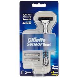 Foto van Gillette sensor excel scheerhouder + 2 excel / 1 sensor3 scheermesjes