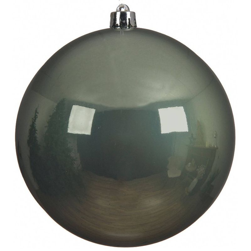 Foto van 1x grote salie groene kerstballen van 14 cm glans van kunststof - kerstbal