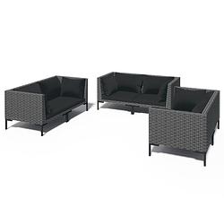 Foto van Vidaxl 6-delige loungeset met kussens poly rattan donkergrijs