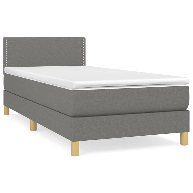 Foto van The living store boxspringbed - donkergrijs - 193x90x78/88 cm - pocketvering matras - middelharde ondersteuning -