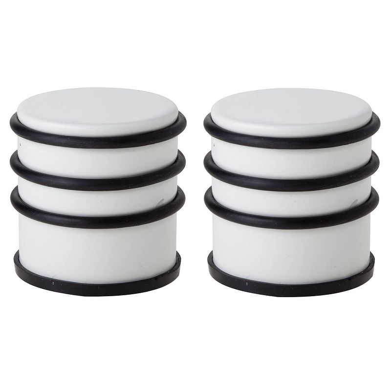 Foto van 2x stuks deurstoppers rond metaal/rubber 7 cm - deurstoppers