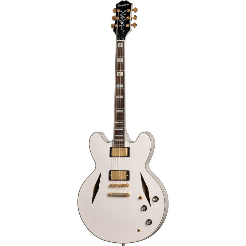 Foto van Epiphone emily wolfe white wolfe sheraton aged bone white semi-akoestische gitaar met epilite case