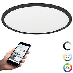 Foto van Eglo connect.z rovito-z smart plafondlamp - ø 42 cm - zwart/wit - instelbaar rgb & wit licht - dimbaar - zigbee