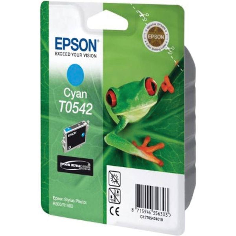 Foto van Epson inktcartridge t0542, 400 pagina's, oem c13t05424010, cyaan