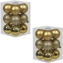Foto van 24x gouden kunststof kerstballen 6 cm glans/mat/glitter - kerstbal