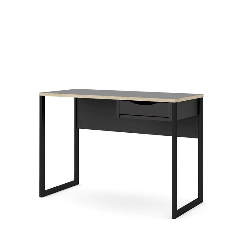 Foto van Fula bureau 110 cm 1 lade zwart, mat zwart.