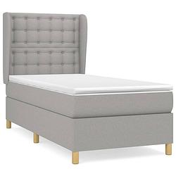 Foto van The living store boxspringbed pocketvering - 90x190 cm - lichtgrijs - duurzaam - verstelbaar hoofdbord - middelharde