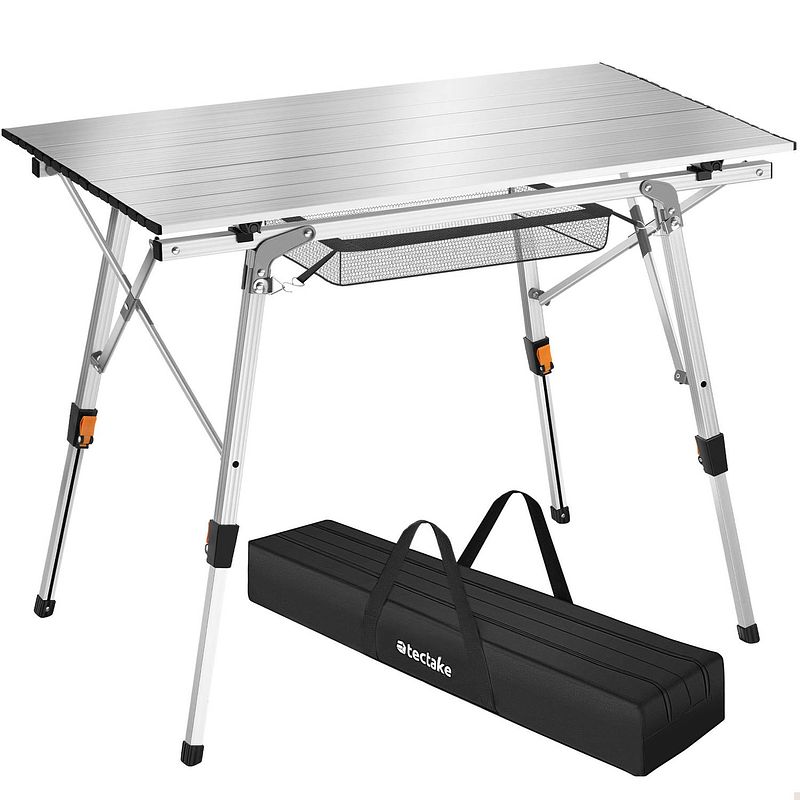 Foto van Tectake® - aluminium campingtafel kampeertafel - opvouwbaar - in hoogte verstelbaar - incl. zilverkleurig - 404982