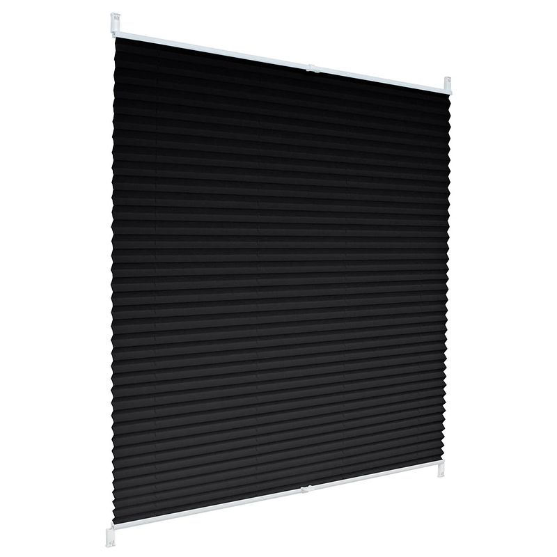 Foto van Geplooide blinde klemmfix zonder boren, 55x200 cm, zwart