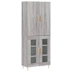 Foto van Vidaxl hoge kast 69,5x34x180 cm bewerkt hout grijs sonoma eikenkleurig