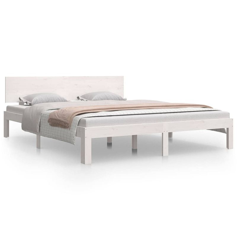 Foto van Vidaxl bedframe massief grenenhout wit 160x200 cm