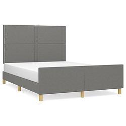 Foto van The living store bedframe donkergrijs - 193 x 146 x 118/128 cm - verstelbaar hoofdeinde - duurzaam materiaal