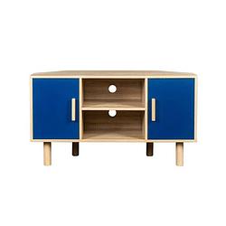Foto van Lila corner tv cabinet - 2 deuren - blue melamine decor - massieve houten voeten - l90 x d35 x h55 cm