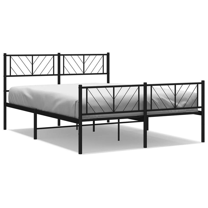 Foto van Vidaxl bedframe met hoofd- en voeteneinde metaal zwart 135x190 cm