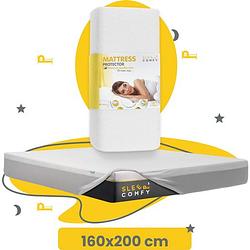 Foto van Sleep comfy - waterdicht matrasbeschermer 160x200 cm - moltons - antibacteriëel - rondom elastiek - wit