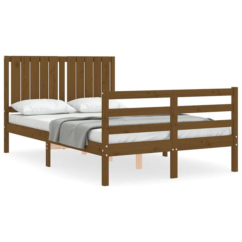 Foto van The living store bedframe massief grenenhout - 195.5 x 125.5 x 100 cm - honingbruin