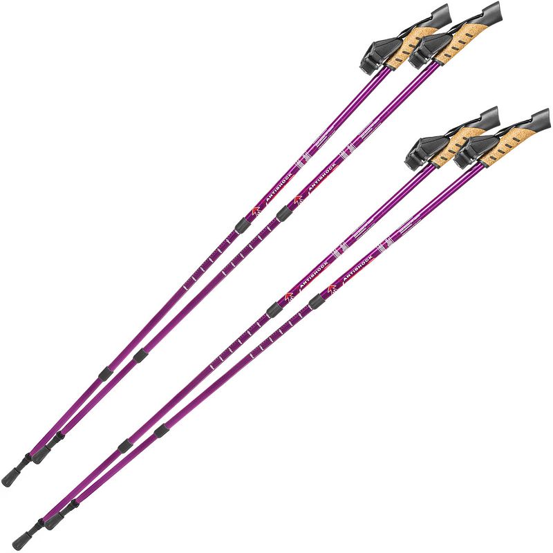 Foto van 2 paar nordic walking stokken antishock paars 401982