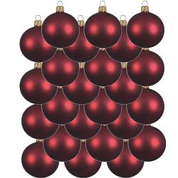 Foto van 24x glazen kerstballen mat donkerrood 6 cm kerstboom versiering/decoratie - kerstbal