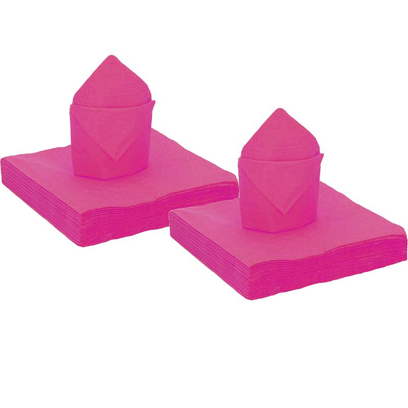 Foto van 100x stuks feest servetten fuchsia roze - 40 x 40 cm - papier - feestservetten