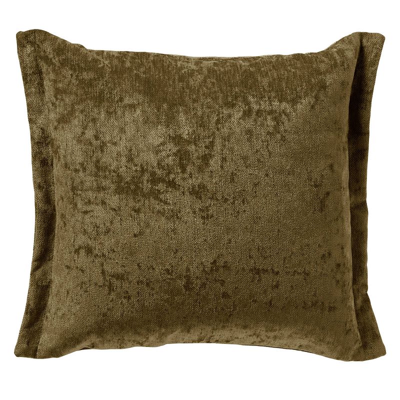 Foto van Dutch decor - lewis - sierkussen 45x45 cm - fluweel - met sierrand - military olive - groen