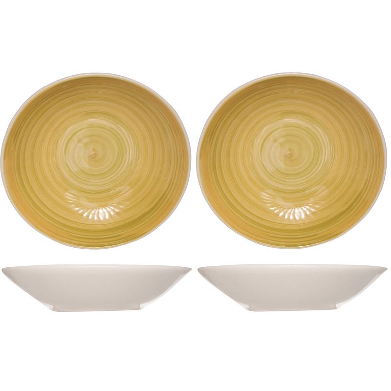 Foto van 4x stuks ronde diepe borden/soepborden turbolino geel 21 cm - diepe borden