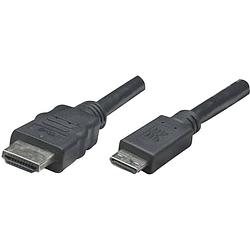 Foto van Manhattan hdmi aansluitkabel hdmi-a stekker, hdmi-mini-c stekker 1.80 m zwart 304955-cg ultra hd-hdmi hdmi-kabel