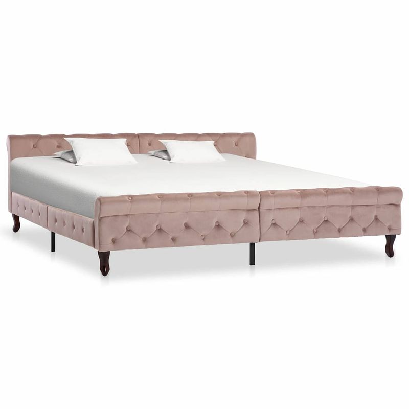 Foto van Vidaxl bedframe fluweel roze 200x200 cm