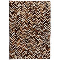 Foto van Vidaxl vloerkleed chevron patchwork 190x290 cm echt leer bruin/wit