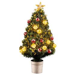 Foto van Kerstboom/kunst kerstboom met warm witte verlichting 90 cm - kunstkerstboom