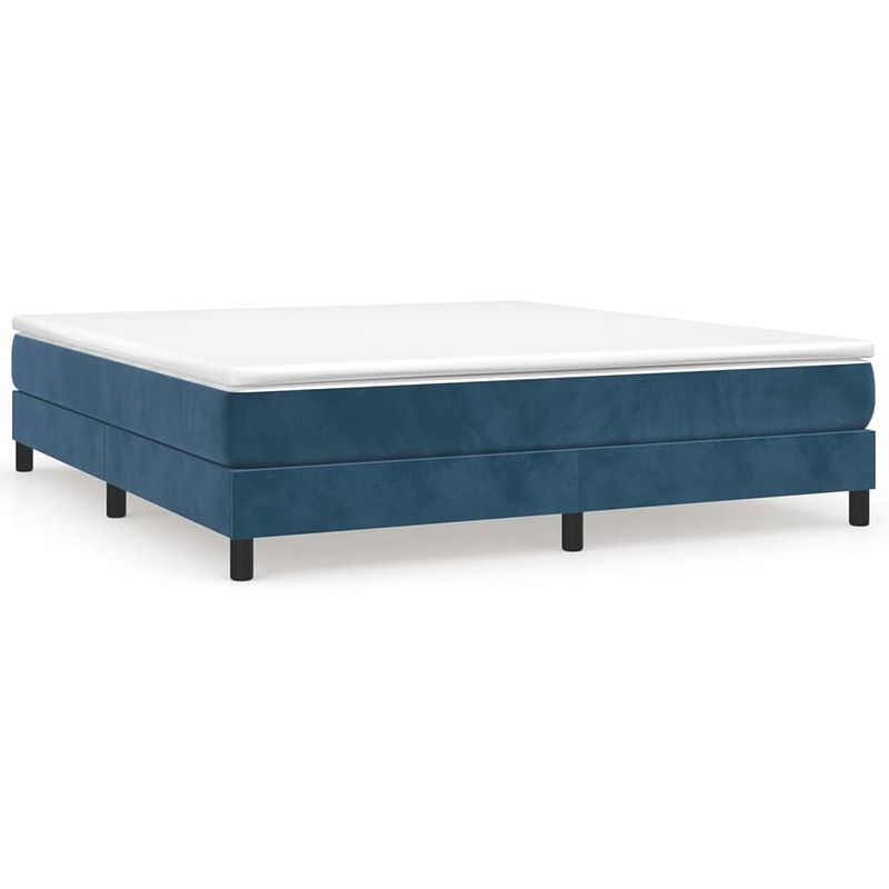 Foto van The living store boxspring met matras fluweel donkerblauw 180x200 cm - bed