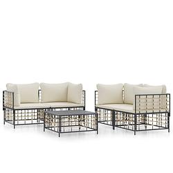 Foto van Vidaxl 5-delige loungeset met kussens poly rattan antracietkleurig