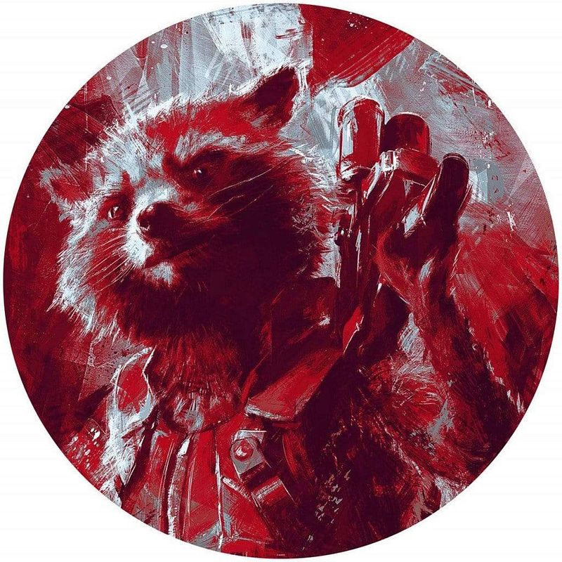 Foto van Komar avengers painting rocket raccoon vlies zelfklevend fotobehang 125x125cm rond