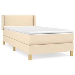 Foto van The living store boxspringbed - crème - 203x103x78/88 cm - pocketvering matras - middelharde ondersteuning