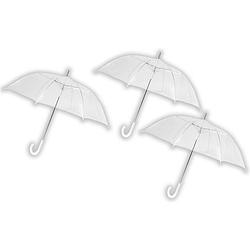Foto van 3 stuks paraplu transparant plastic paraplu'ss 100 cm - doorzichtige paraplu - trouwparaplu - bruidsparaplu - stijlvol -