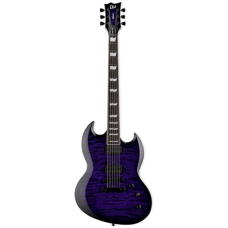 Foto van Esp ltd deluxe viper-1000 see thru purple sunburst elektrische gitaar