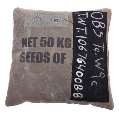 Foto van In the mood sierkussen vintage krijtbord seeds - groen - 45x45 cm - leen bakker